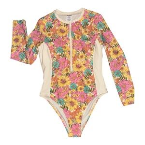 No Boundaries Long Sleeve Zip Front Swimsuit Size Small
